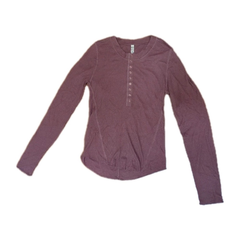 NEW Mauve Size XL Free People Intimately One Of The Girls Henley Top Waffle